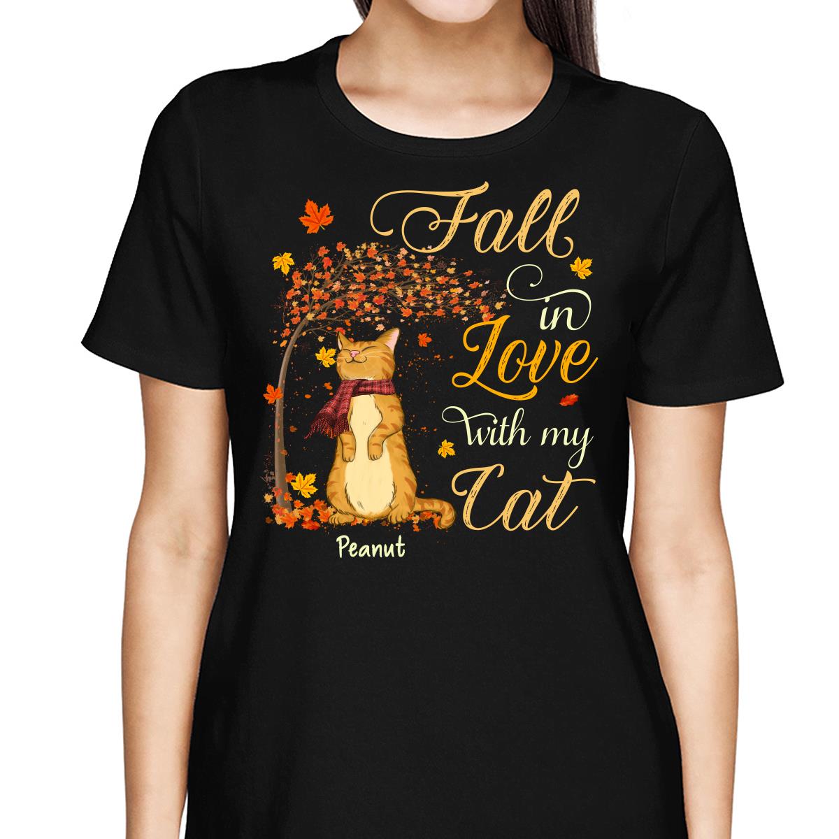 Fall In Love With My Cats Fall Season Personalized Shirt
