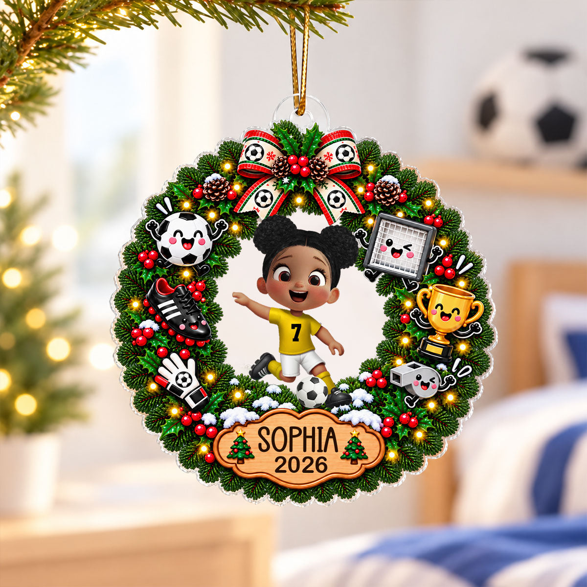 Soccer Boy Girl Design - Personalized Acrylic Ornament - Christmas Gift For Soccer Player, Soccer Team Gift