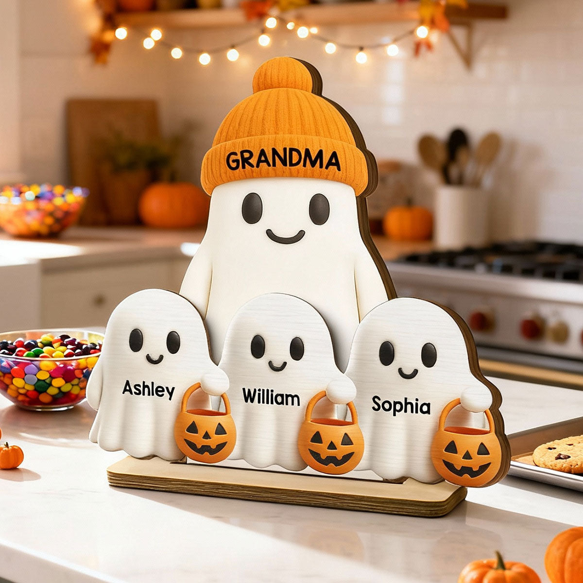 Grandma Boo Crew Halloween Decor - Personalized 2-Layered Wooden Plaque - Gift For Grandmas