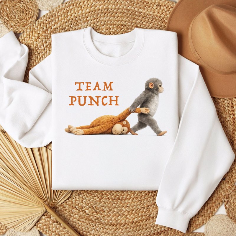 Team Punch Monkey Graphic Shirt, Viral Baby Monkey, Animal Lover Gift