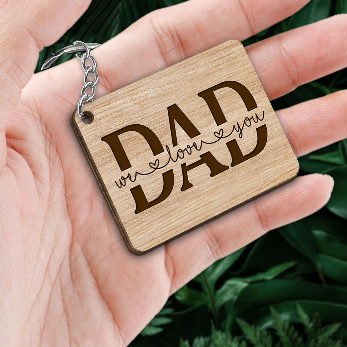 Best Dad Ever Doll Man Kids Dog Cat Sitting On Word Personalized Wooden Keychain