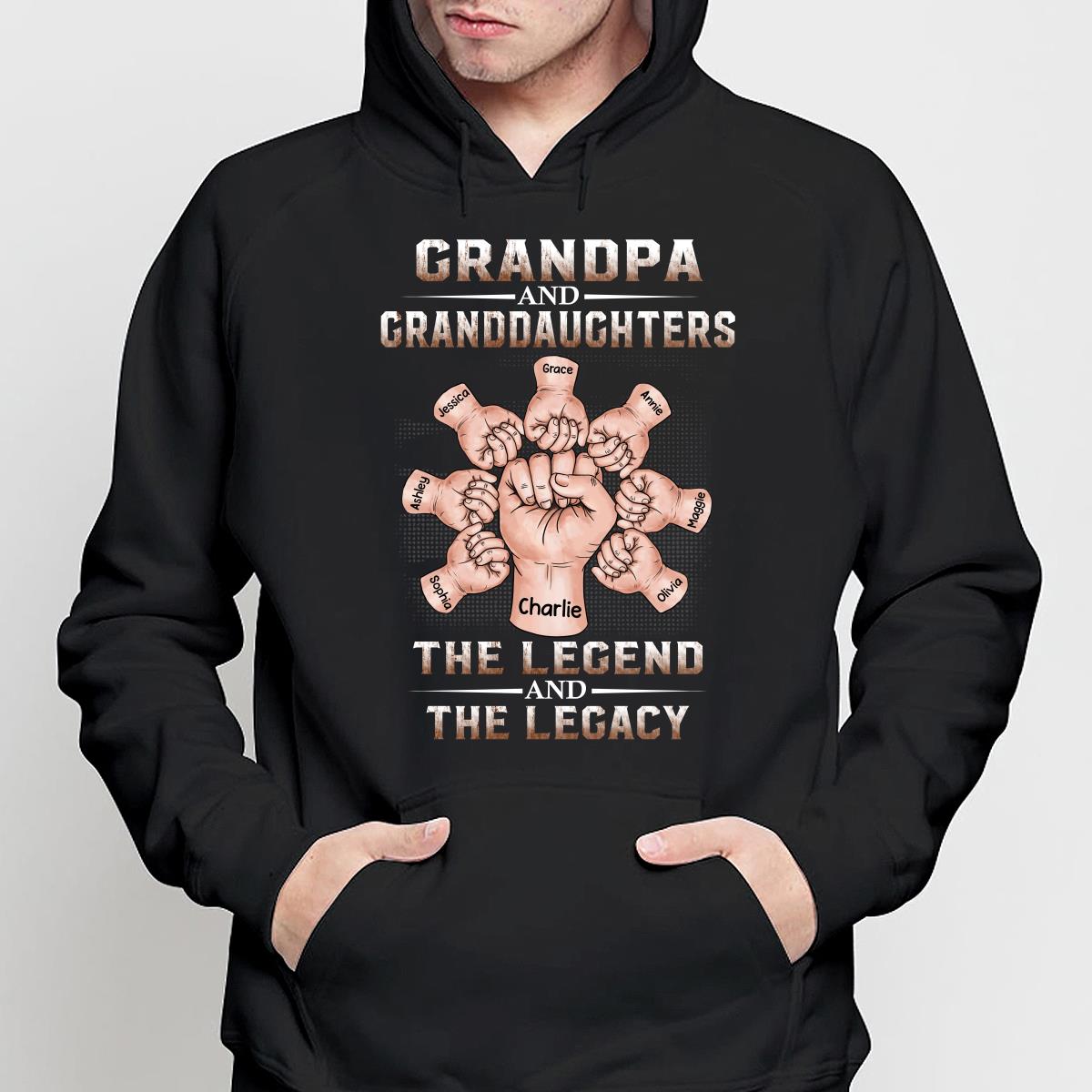Grandpa Dad And Kids Fist Bump Hands The Legend And The Legacy Personalized Shirt