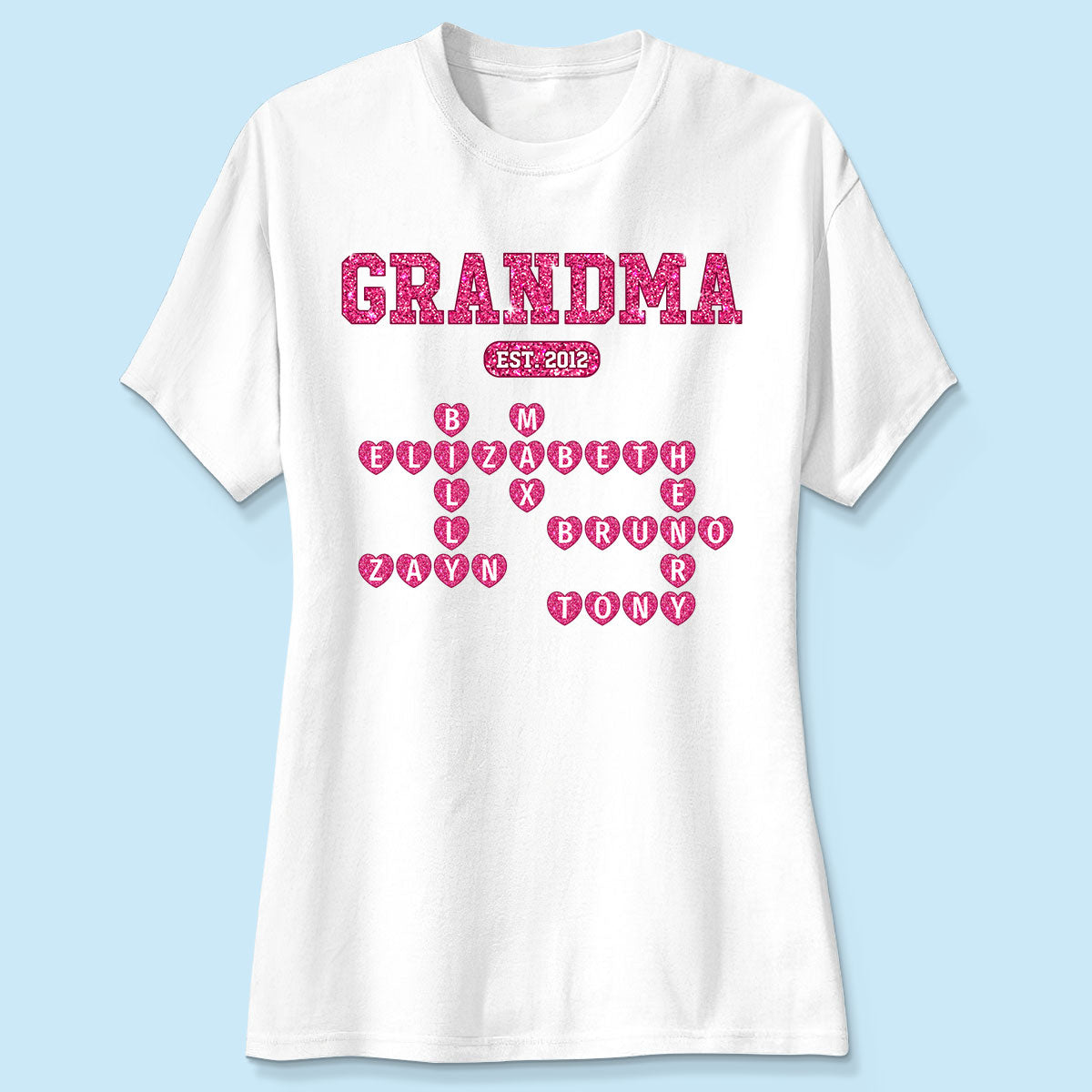 Grandma Est. Crossword Art Puzzle Unique Gift For Grandma Personalized Shirt