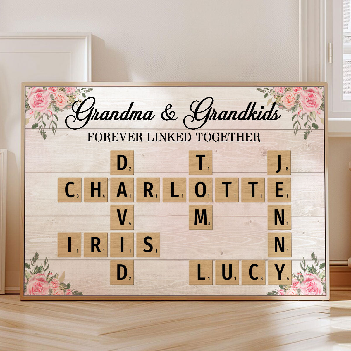 Grandma Grandpa & Grandkids Crossword Puzzle Personalized Poster, Heartfelt Gift For Grandma's Birthday, Mother's Day or Just Because