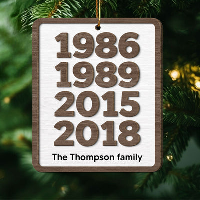 Custom Years Family Decor Gift Personalized 2-Layer Wooden Ornament
