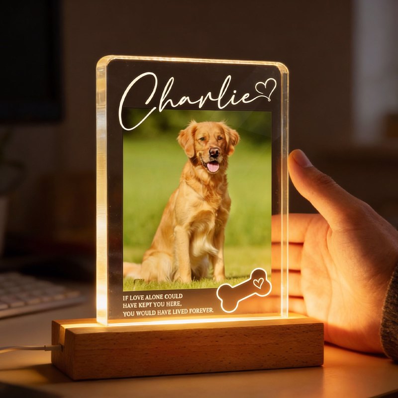 If Love Alone Could Have Kept You Here - Personalized Acrylic Block LED Night Light - Heartfelt Pet Loss Memorial Keepsake