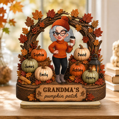 Grandma's Pumpkin Patch Fall Tree Arch - Personalized 2-Layered Wooden Plaque - Cozy Fall Decor for Grandma