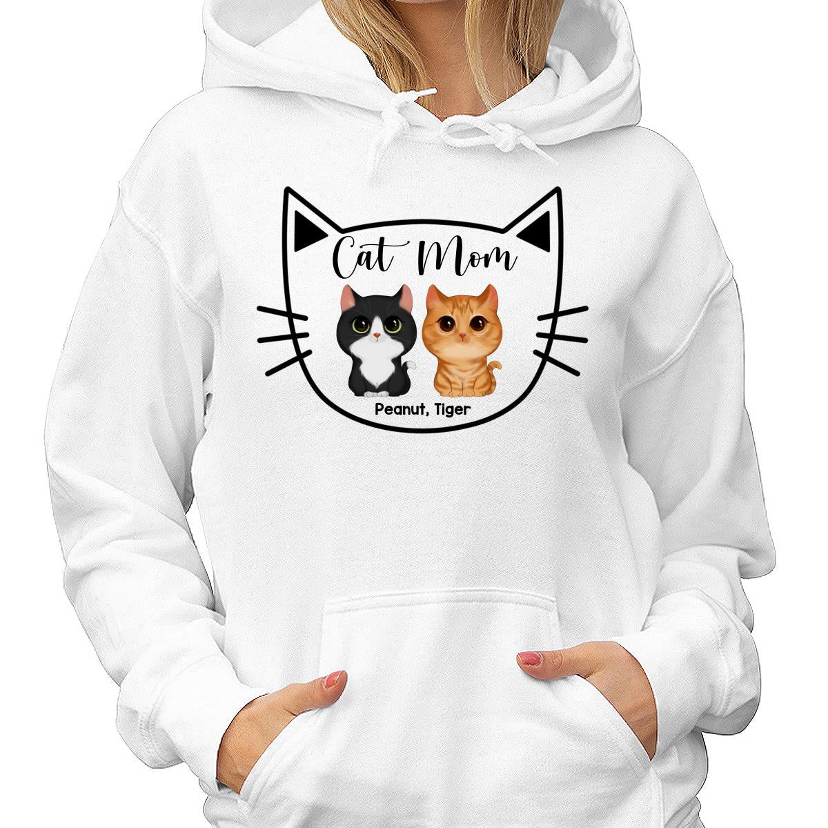 Cat Mom Watercolor Cute Cats Cat Face Shape Personalized Shirt