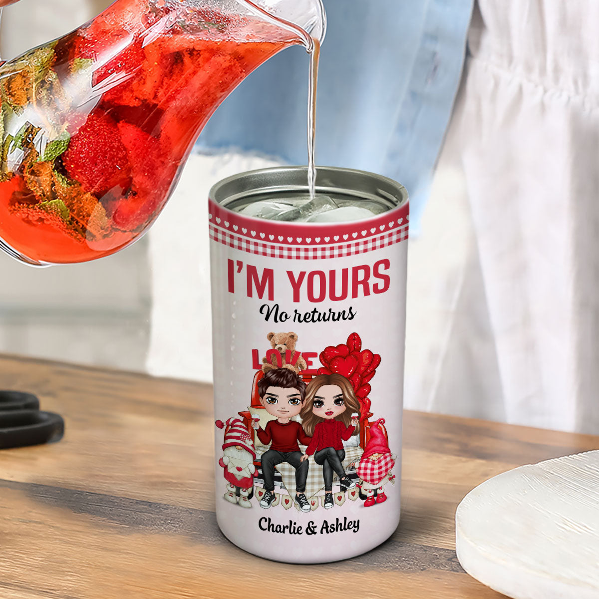 Doll Couple  Truck Back View Personalized 4 In 1 Can Cooler