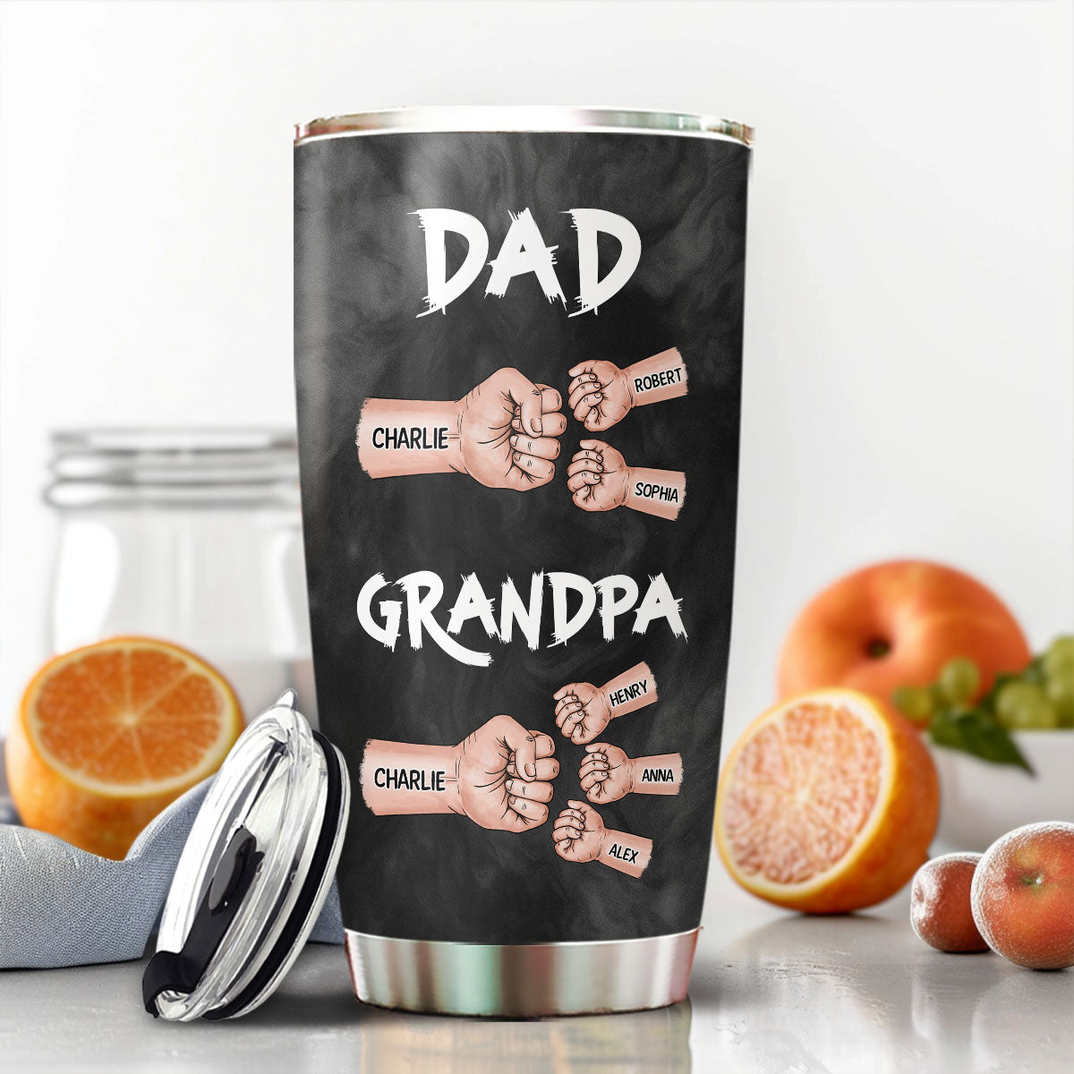 Dad Grandpa Fist Bump Personalized Tumbler, Gift For Dad, Grandpa