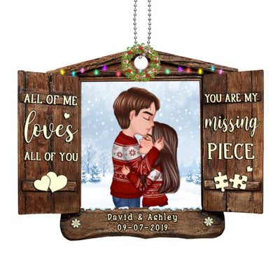 All Of Me Loves All Of You Couple Christmas Personalized Wooden Ornament