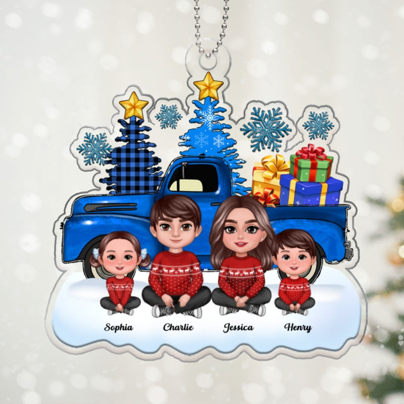 Blue Truck Christmas Family Personalized Acrylic Ornament
