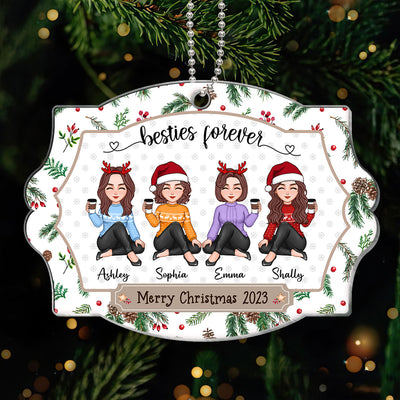 Christmas Pretty Sisters Besties Friends Are Family We Choose Personalized Acrylic Ornament