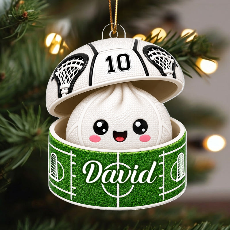 Custom Lacrosse Dumpling Squishy Style - Personalized Acrylic Ornament - Christmas Gift for Son, Daughter, Grandkids