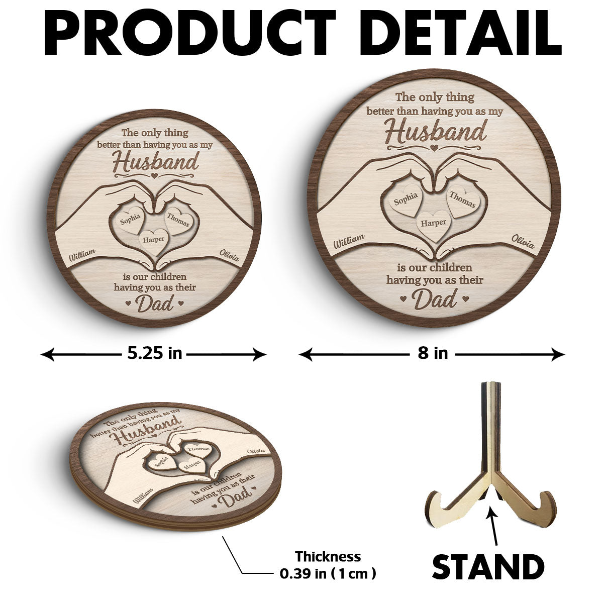 The Only Thing Having You As My Husband Hearts in Hands - Personalized 2-Layered Wooden Plaque - Father's Day Gift For Husband