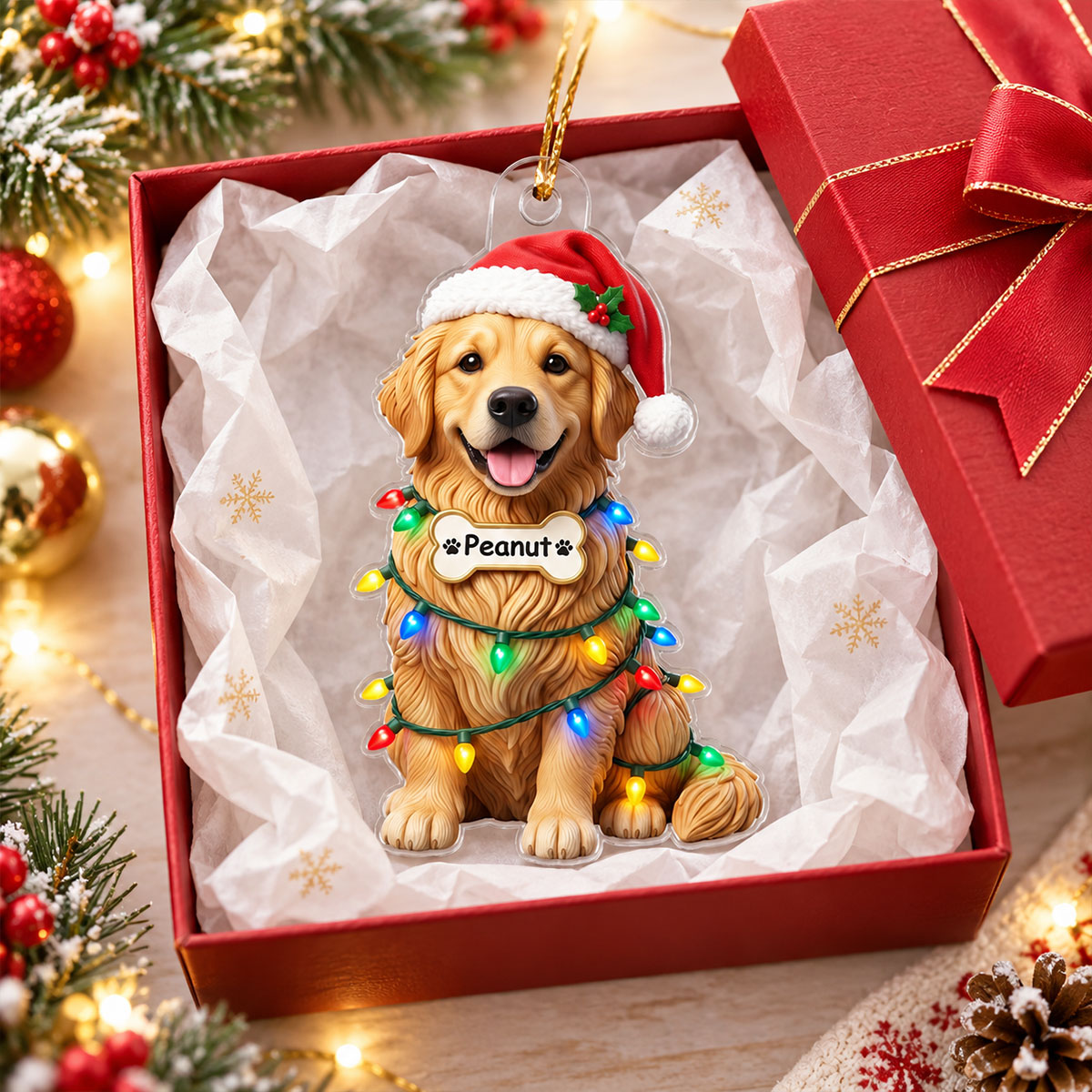 Naughty Dog Cat Pet Christmas Light Bulbs - Personalized Acrylic Ornament - Funny Christmas Gift, Decor For Dog Lovers, Cat Lovers, Pet Lovers