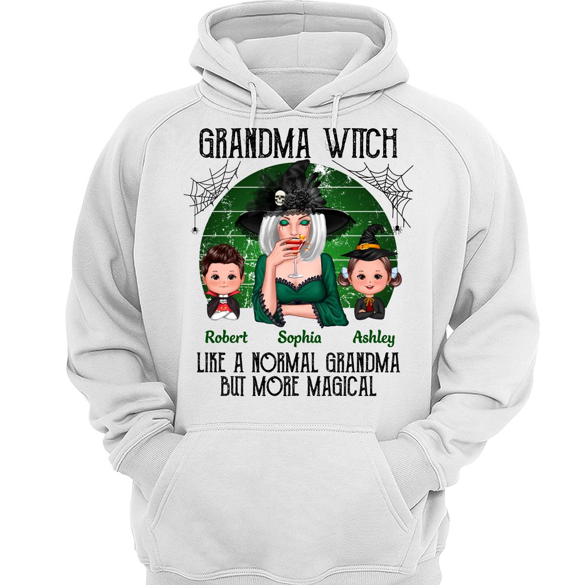 Grandma Grandkids Halloween Green Retro Personalized Shirt