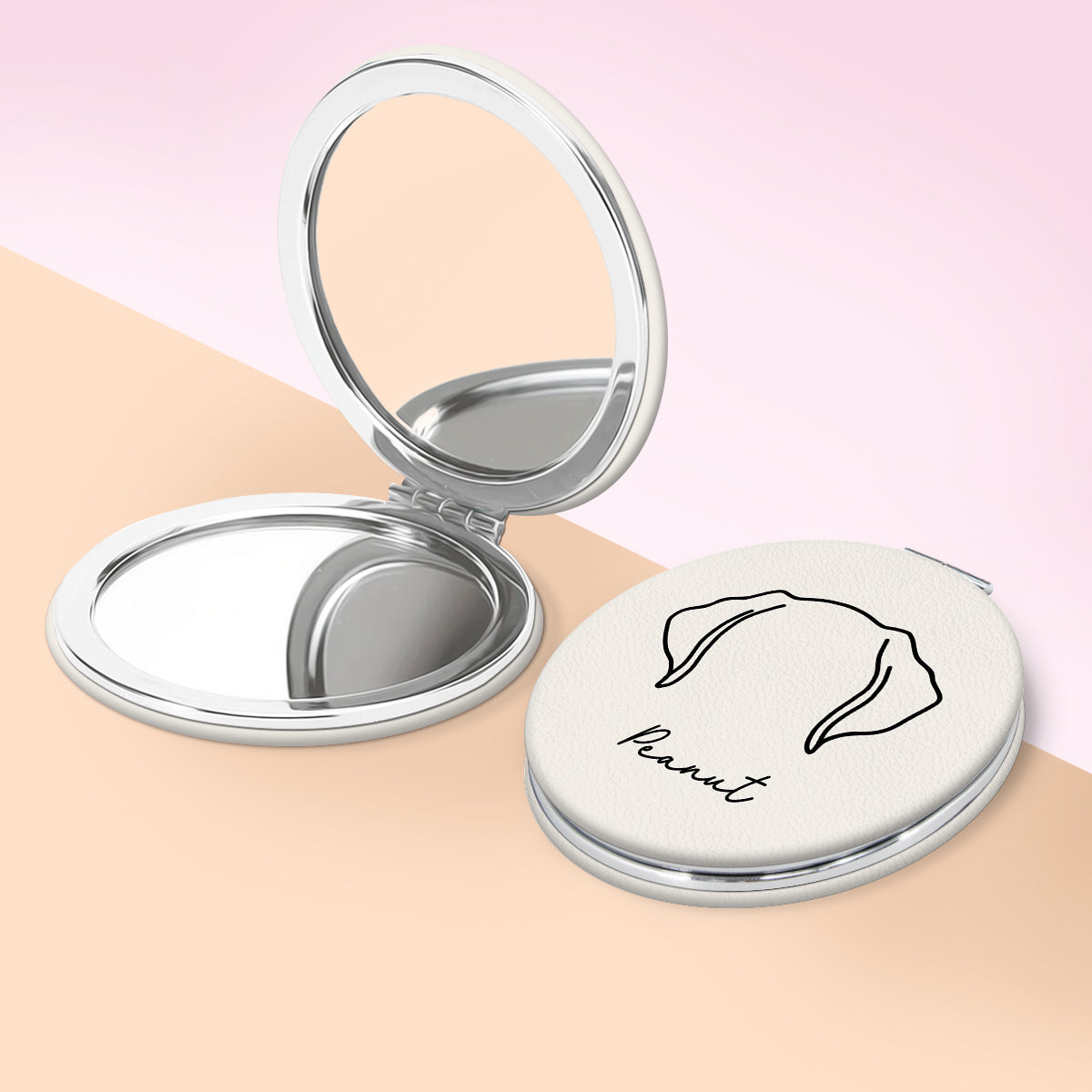 Dog Mom Outline Dog Head Personalized Circle Compact Mirror