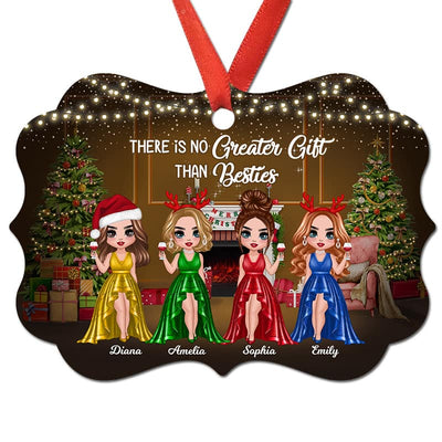 Pretty Christmas Girl Besties Sisters Personalized Christmas Ornament