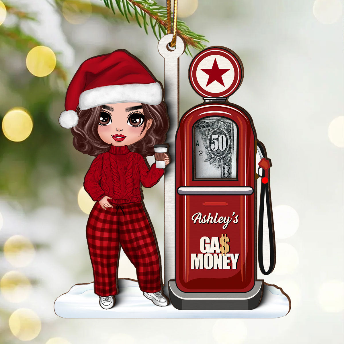 Retro Gas Pump Personalized Gas Money Holder Ornament, Unique Christmas Gift For Teenage Driver, Funny 16 Birthday Gift