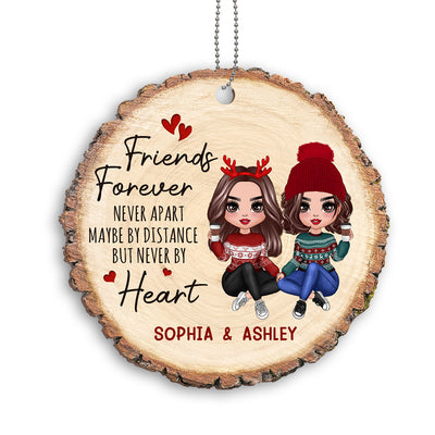 Pretty Doll Besties Never Apart Wooden Slice Effect Personalized Wooden Ornament