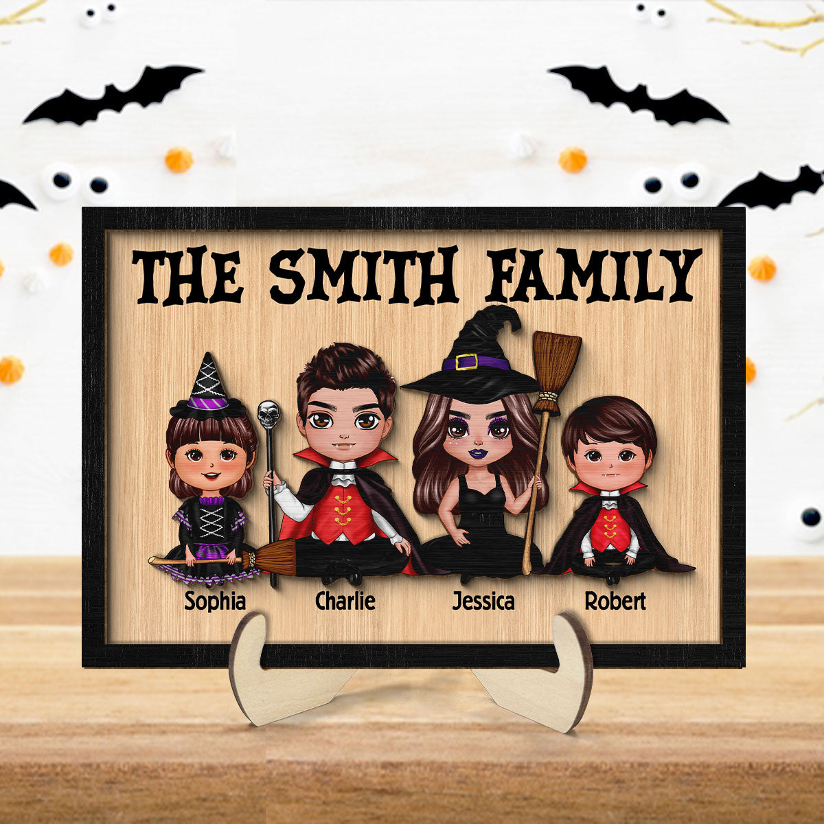 In This House Halloween Family Personalized 2-Layer Wooden Plaque, Halloween Decoration