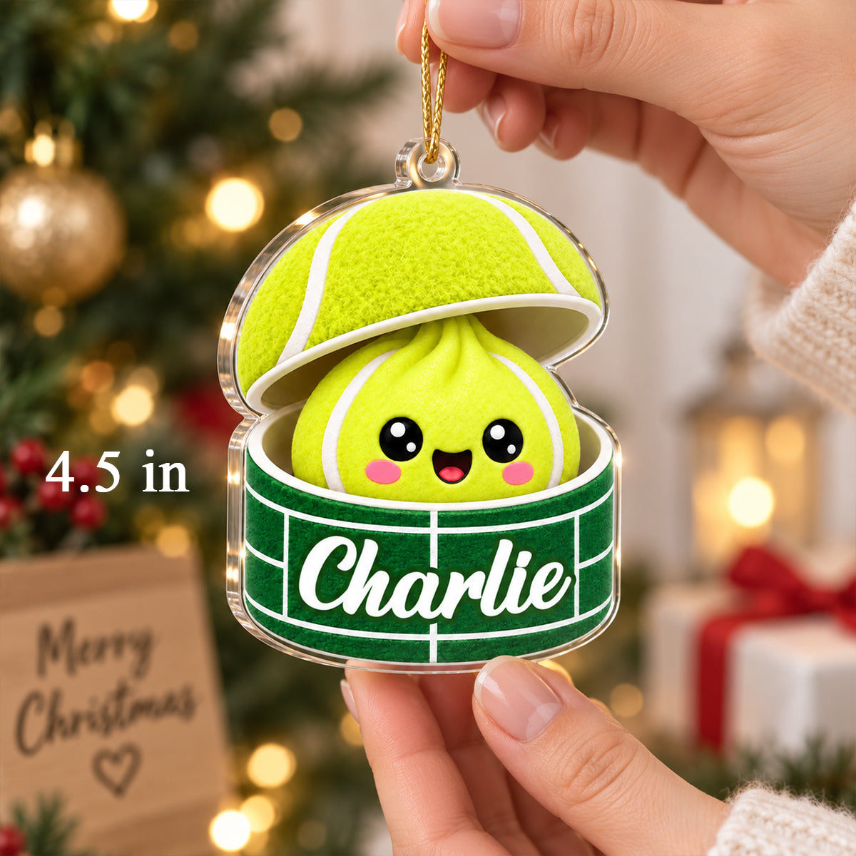 Custom Tennis Dumpling Squishy Style - Personalized Acrylic Ornament - Christmas Gift for Son, Daughter, Grandkids