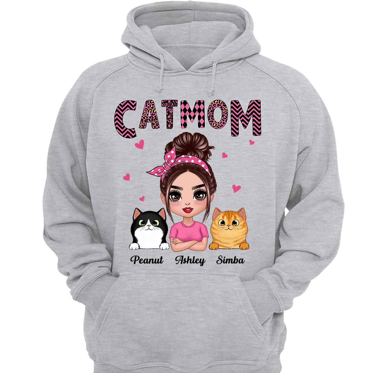 Doll Cat Mom Pink Pattern Gift For Cat Lovers Personalized Shirt