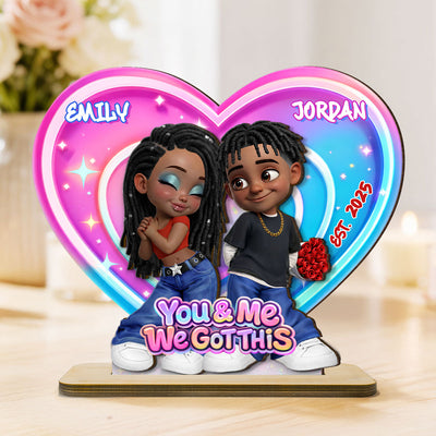 Eternal Love Y2K Couple Aura Heart Aesthetic - Personalized 2-Layered Wooden Plaque - Unique Valentine's Day Gift For Him, Gift For Her