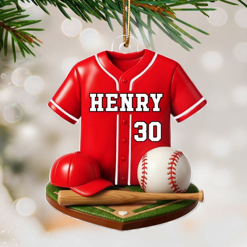 Baseball Kit 3D Effect - Personalized Acrylic Ornament - Christmas Gift For Son, Boyfriend, Gift For Him