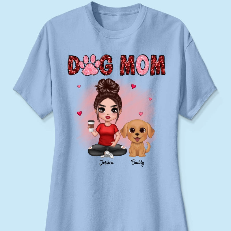 Watercolor Cute Dogs Valentine‘s Day Dog Mom Personalized Shirt