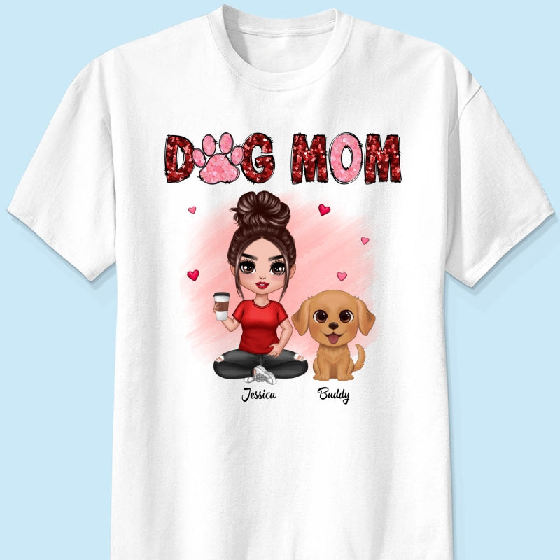 Watercolor Cute Dogs Valentine‘s Day Dog Mom Personalized Shirt