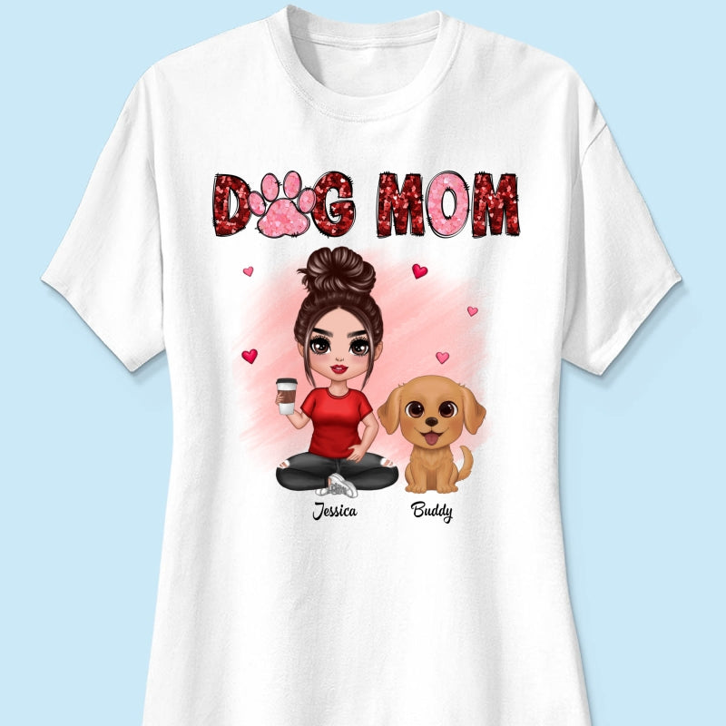 Watercolor Cute Dogs Valentine‘s Day Dog Mom Personalized Shirt