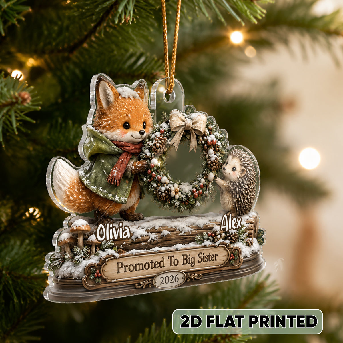 Promoted To Big Brother Sister Christmas - Personalized Acrylic Ornament - Christmas Keepsake