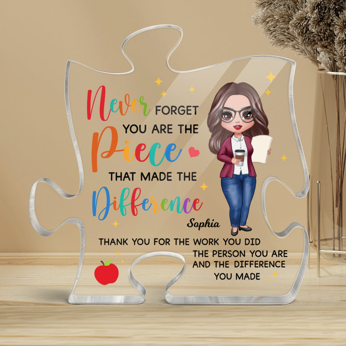 Never Forget The Difference You Made Personalized Puzzle Block Plaque Thank You Appreciation Retirement Gift For Teacher