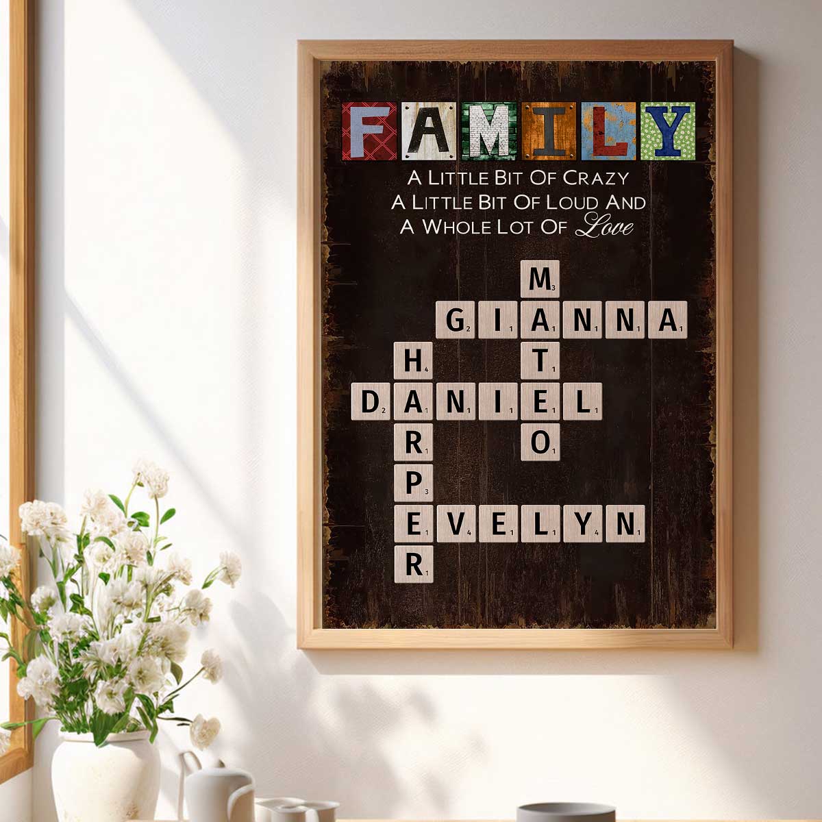 Family A Whole Lot Of Love Crossword Puzzle Art Home Decor Personalized Poster