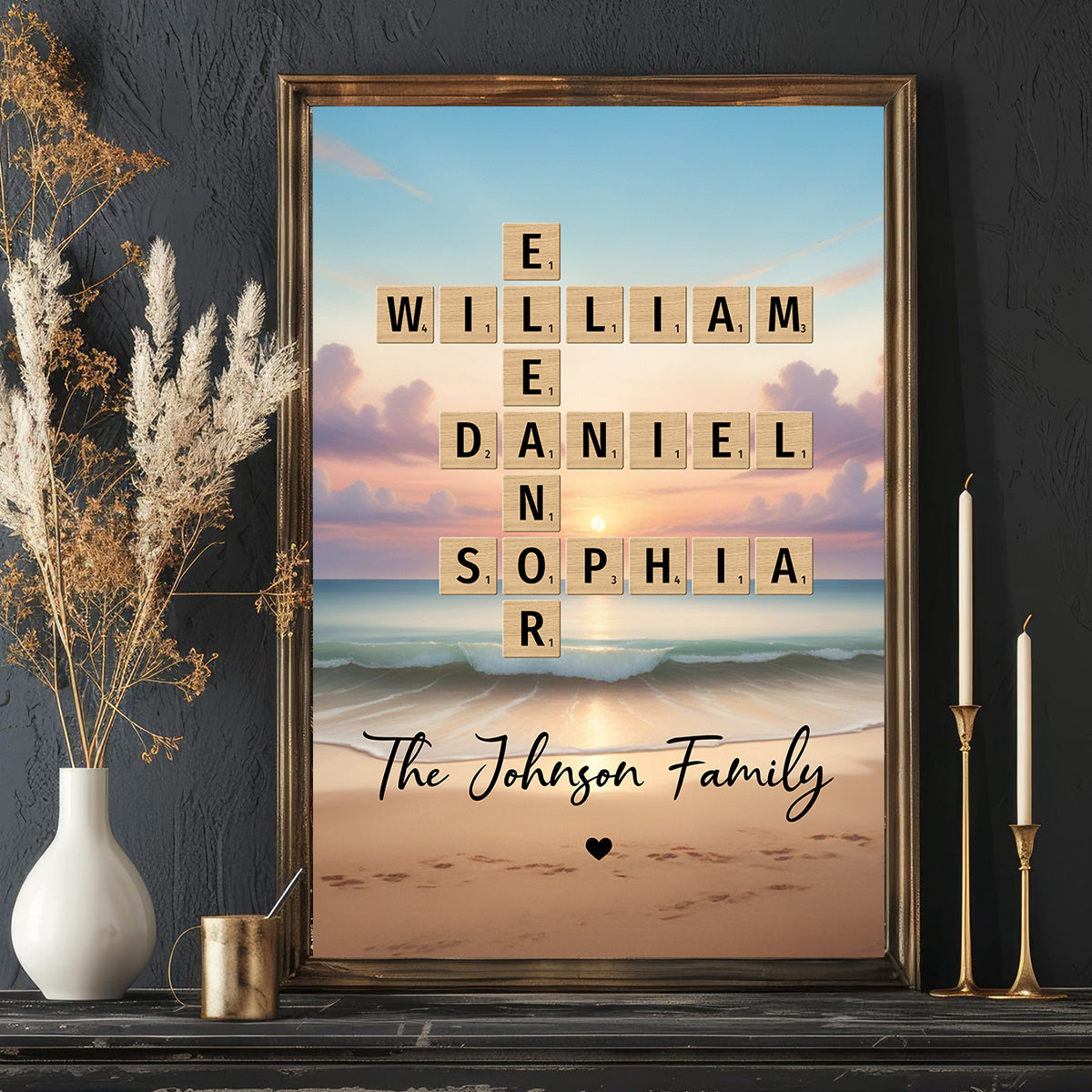 Family Crossword Art - Created In A Moment, Treasured Forever Personalized Poster