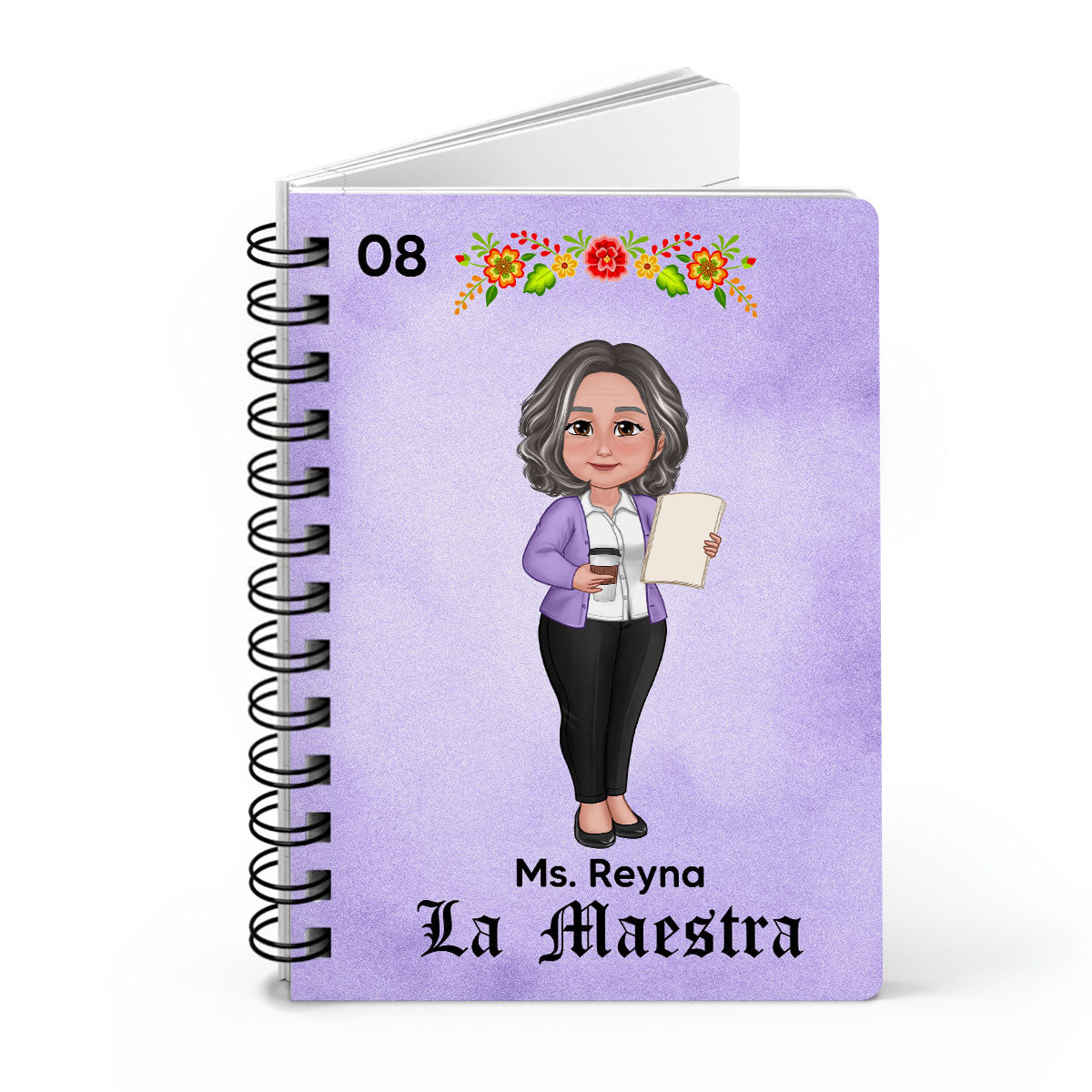 Teacher La Maestra Personalized Spiral Notebook Journal, Back To School Stationery