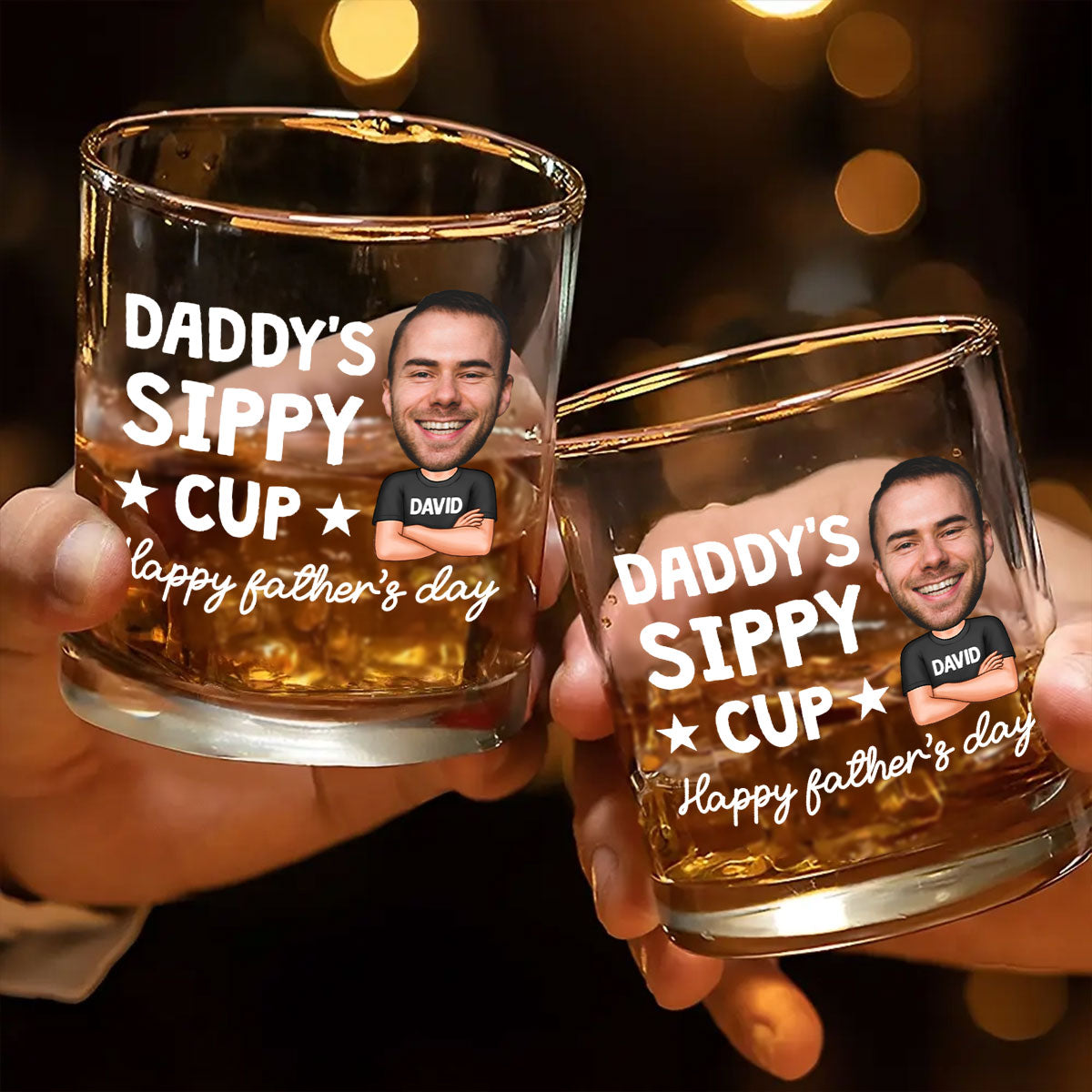 Daddy's Sippy Cup Happy Father's Day Personalized Whiskey Glass, Gift For Dad