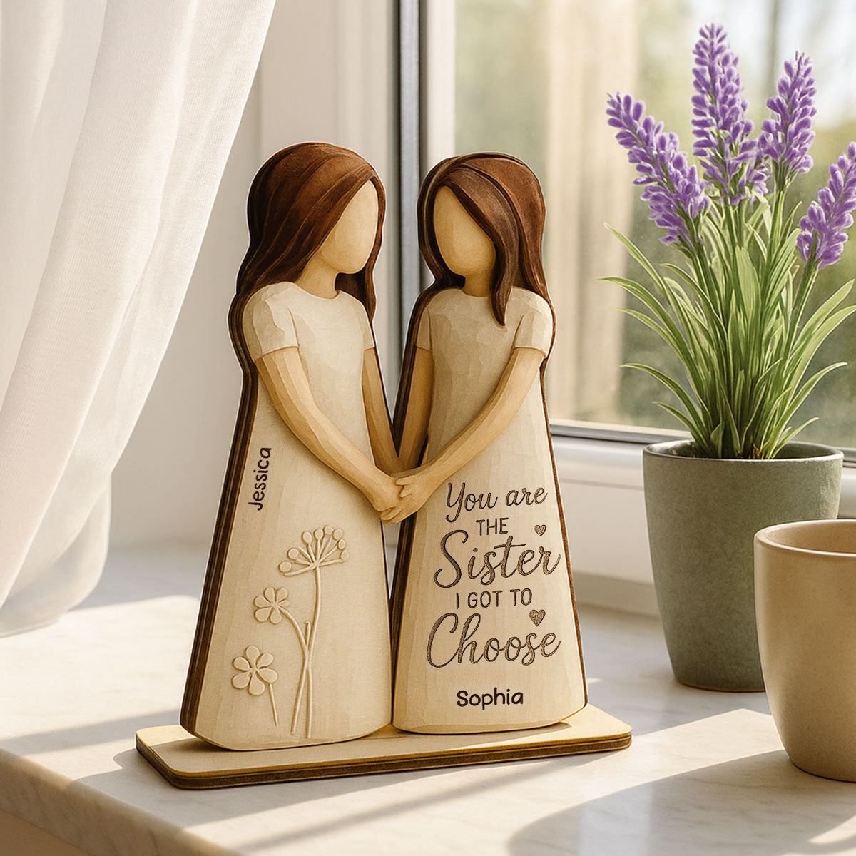 You Are The Sister I Got To Choose 3D Effect - Personalized 2-Layered Wooden Plaque - Gift for Besties, Best Friends