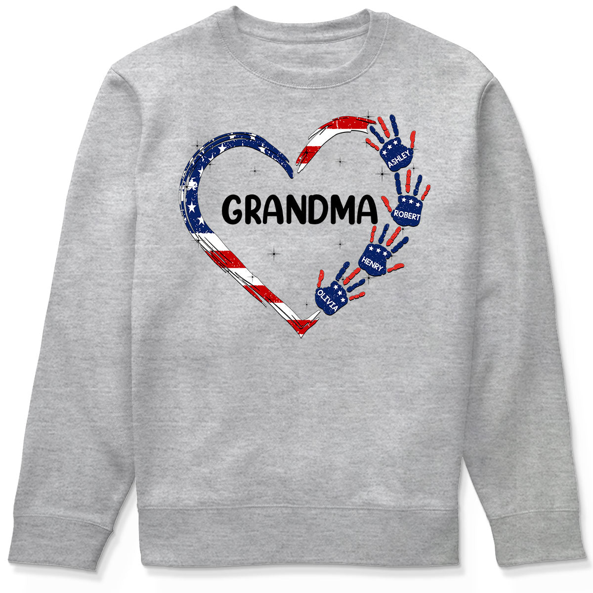 Grandma Mom Heart Handprints 4th Of July Independence Day Personalized Shirt