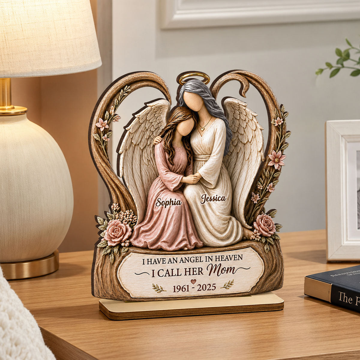 I Have An Angel In Heaven I Call Her Mom - Personalized 2-Layered Wooden Plaque - Sympathy Gift, Remembrance Gift
