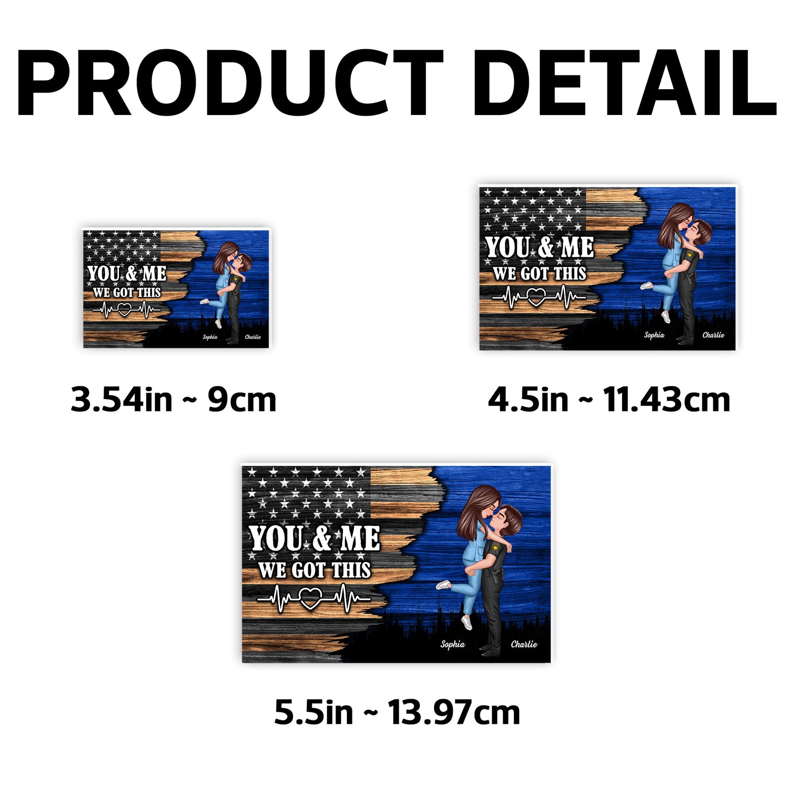 Hero Couple Hugging Kissing Half Flag  Gift by Occupation Gift For Her Gift For Him Personalized Acrylic Fridge Magnet
