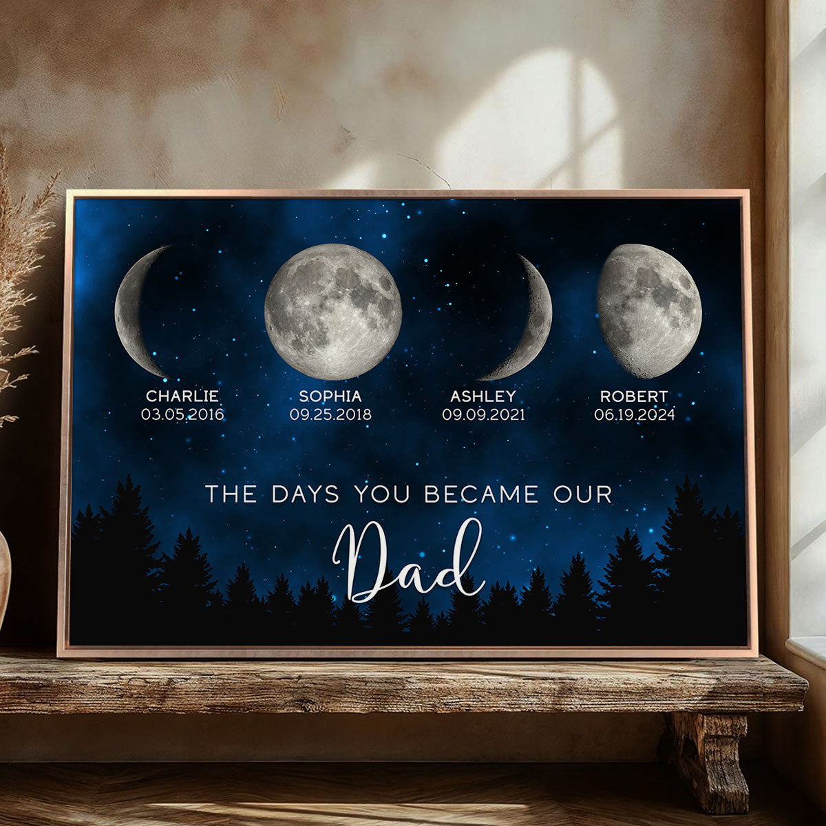 Galaxy Night Custom Birth Moon Phase The Days You Became Our Dad - Personalized Poster