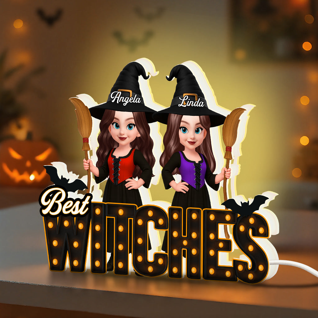 Halloween Best Witches Besties Marquee Pattern Letters Personalized Light Box