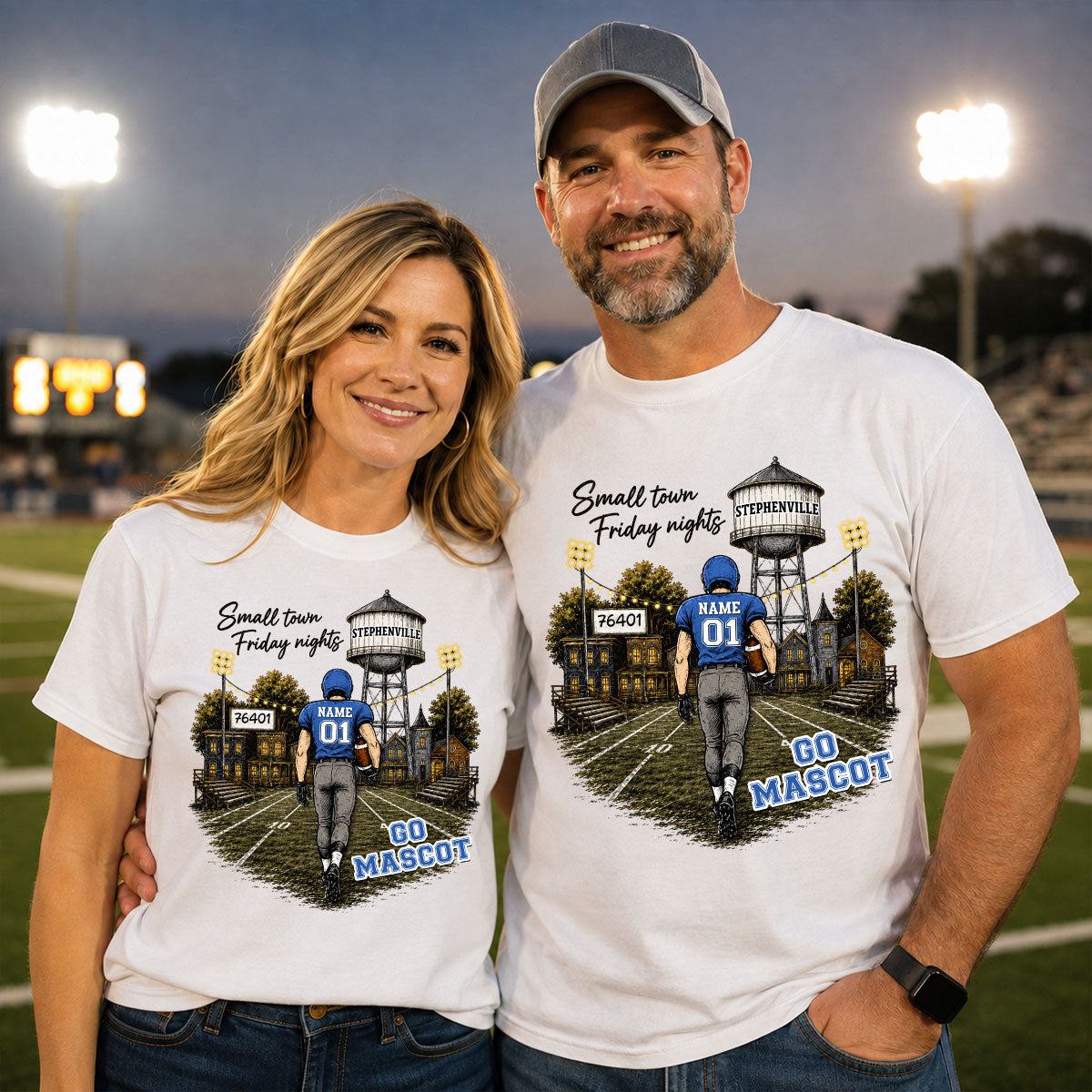 Custom Town Name & Zip Code - Personalized Shirt - Game Day Shirt for Football Mom, Football Mama
