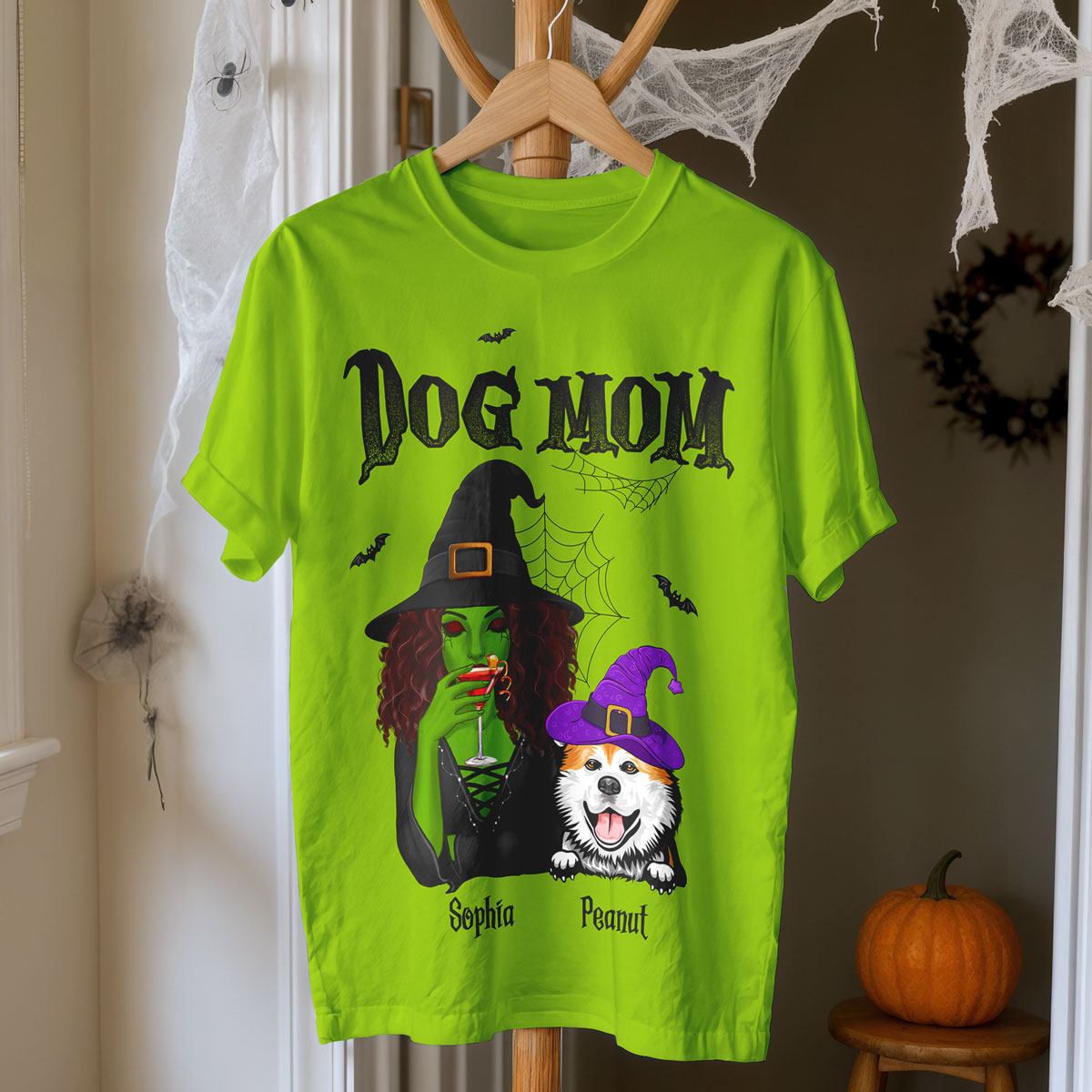 Halloween Green Witch Dog Mom Personalized 3D Shirt