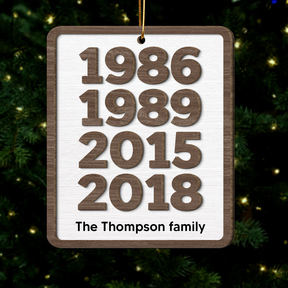 Custom Years Family Decor Gift Personalized 2-Layer Wooden Ornament