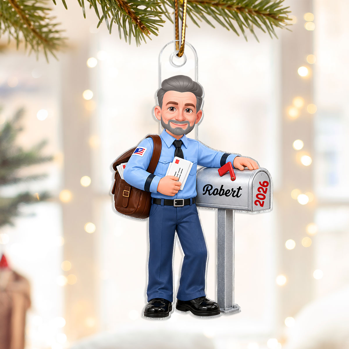 Mail Carrier Custom Name & Year - Personalized Acrylic Ornament - Mailman Gift, Christmas Gift for Mail Carrier, Postman & Retired Postal Worker.