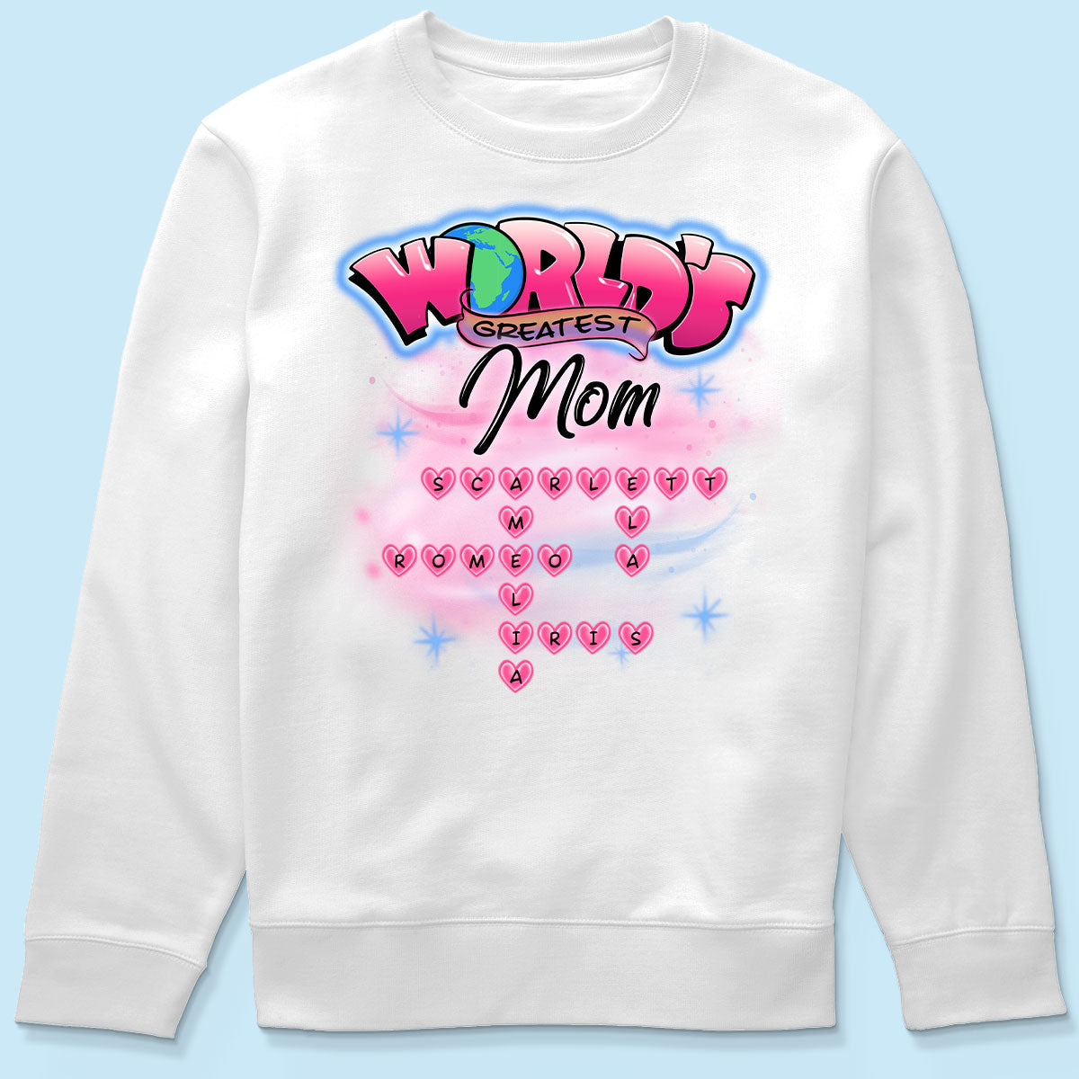 Airbrushed Mom Grandma Kids Names Crosswords Personalized Shirt, Mother's Day Shirt for Mom, for Grandma